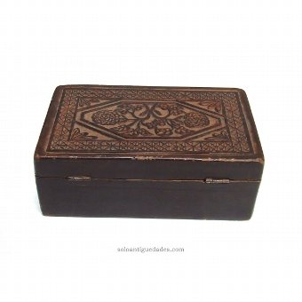 Antique Wooden box carved with geometric