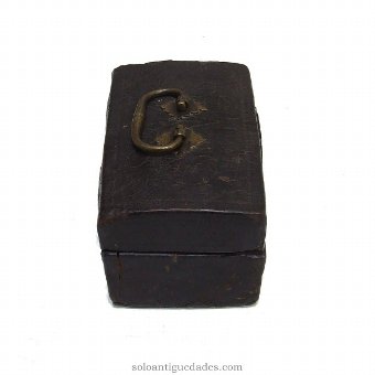Antique Old leather box lined with metal handle