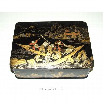Antique Collection box decorated with oriental scenes