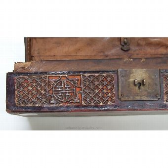 Antique Eastern carved wooden case