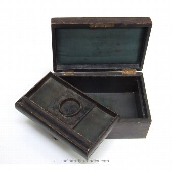 Antique Ebonised wooden box with several compartments