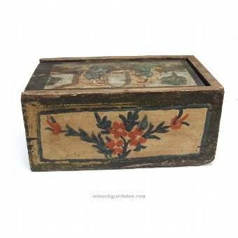 Antique Collection box with scene of the Holy Family