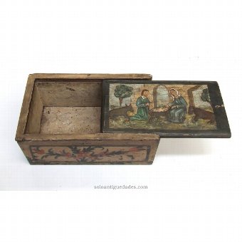 Antique Collection box with scene of the Holy Family
