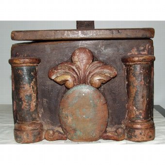 Antique Wooden alms box polychrome