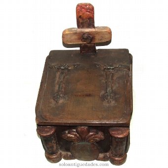 Antique Wooden alms box polychrome