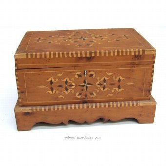 Trunk box with inlaid wood type collection