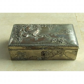 Metal collection box decorated with birds