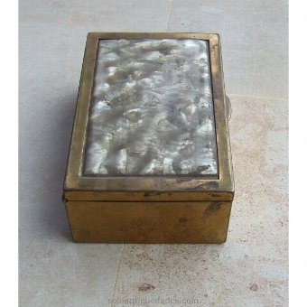 Antique Bronze box decorated with mother of pearl