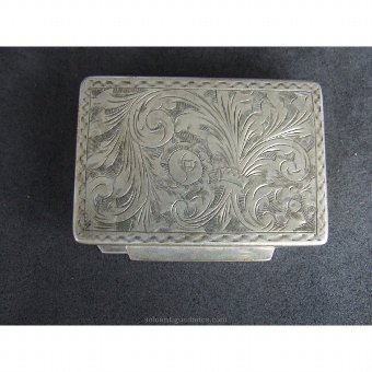 Antique Small silver box engraved