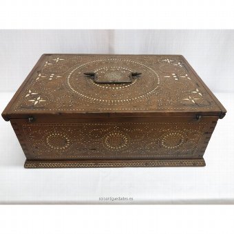 Antique Collection box with inlaid wood and bone inlay