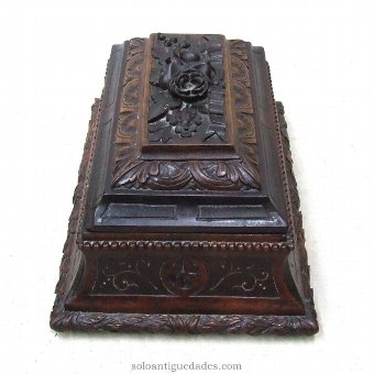 Antique Wooden box with embossed floral decoration