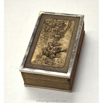 Antique Metal box with scene of Gig