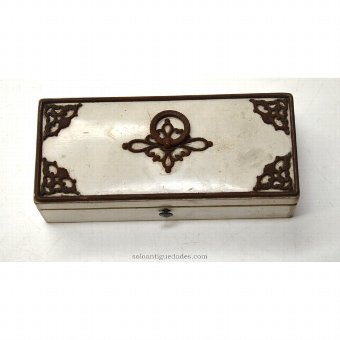 Antique Small collection box with metal decoration