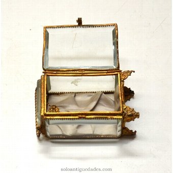 Antique Small glass jewelry box