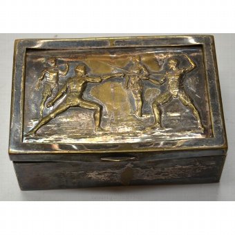 Antique Bronze Box with fencing scene