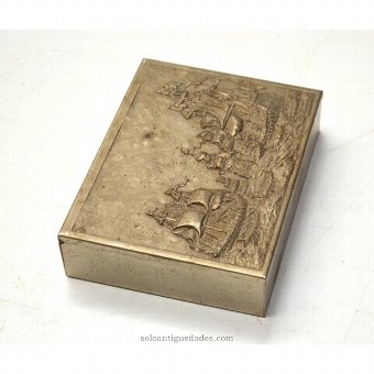 Antique Silver box decorated with naval scene
