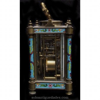 Antique Bronze clock with cloisonne and glass