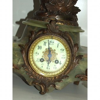 Antique Table clock sculpture entitled Crepuscule