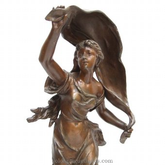 Antique Table clock sculpture entitled Crepuscule