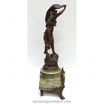 Antique Table clock sculpture entitled Crepuscule