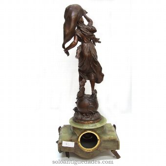 Antique Table clock sculpture entitled Crepuscule