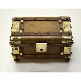Small wooden chest with metal fixtures