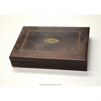 Old jewelry box engraved with initials