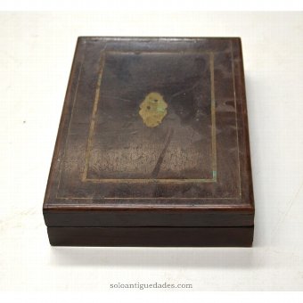 Antique Old jewelry box engraved with initials