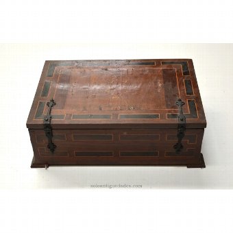 Antique Wooden box with inlaid geometric