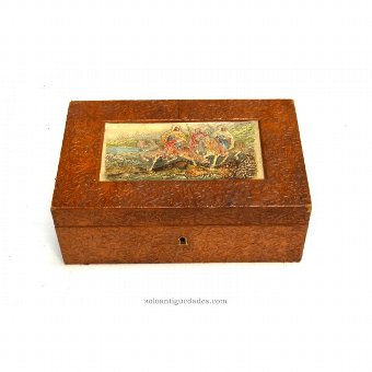 Wooden collection box carved with riders