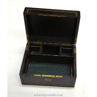 Ebonised wooden box with gold trim