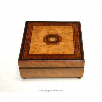 Antique Wooden collection box and pearl