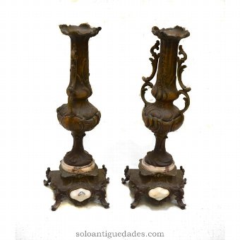 Antique Pair of metal vases