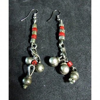 Coral and silver earrings