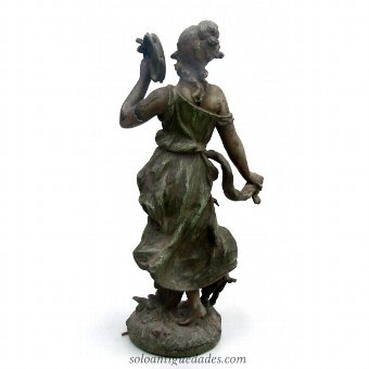 Antique Girl playing tambourine Sculpture