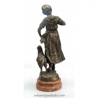 Antique Bronze sculpture shepherdess
