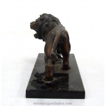 Antique Bronze sculpture lion attacking