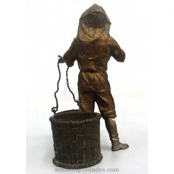 Antique Metal sculpture fisherman