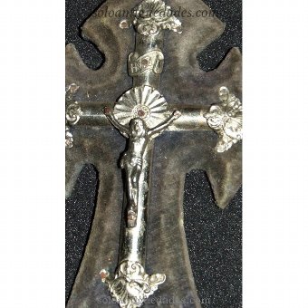 Antique Crucifix silver plated pewter