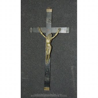 Ebonised wooden crucifix and bronze