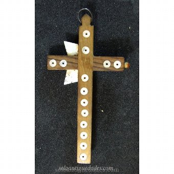 Antique Wooden crucifix with pearl wings
