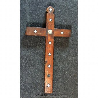 Antique Wooden crucifix carved nacre