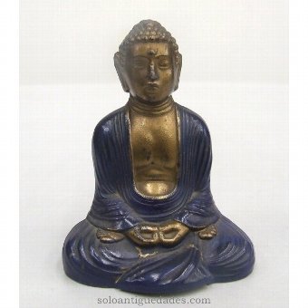 Enameled bronze Buddha Sculpture