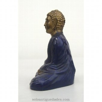 Antique Enameled bronze Buddha Sculpture