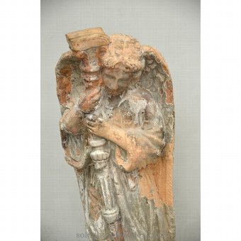 Antique Polychrome terracotta Angel