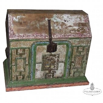 Antique Medieval polychrome casket