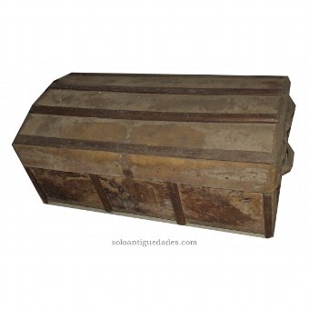 Antique Wooden trunk covered with cowhide