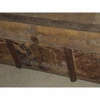 Antique Wooden trunk covered with cowhide