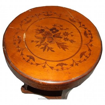 Antique Wooden pedestal decorated with marquetry