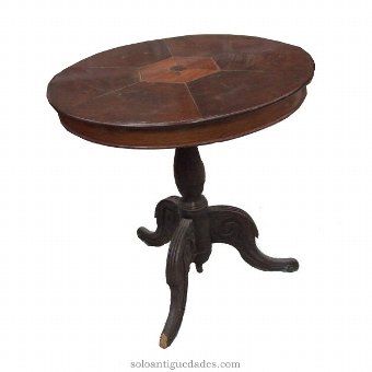 Pedestal table with inlaid wood
